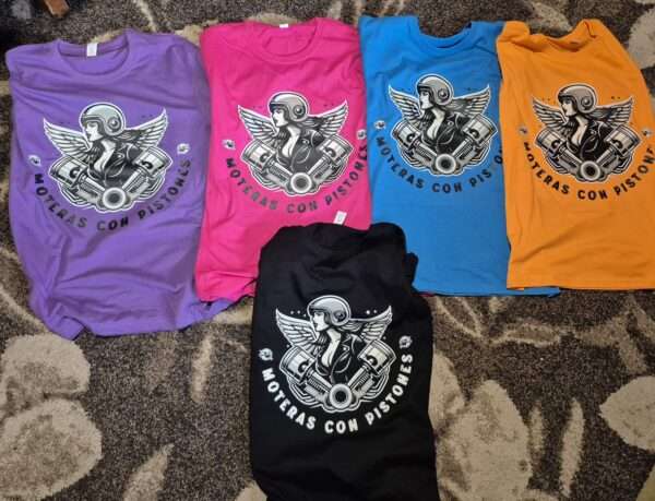 Camiseta Moteras con Pistones colores